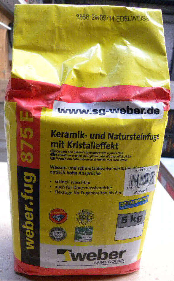 und Natursteinfuge 2,38€/kg weber.fug 875 ZementgrauFugenmörtelKeramik