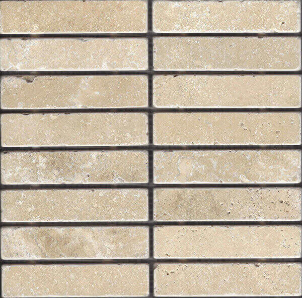 natural stone white travertine tumbled 2.3x9.8 cm