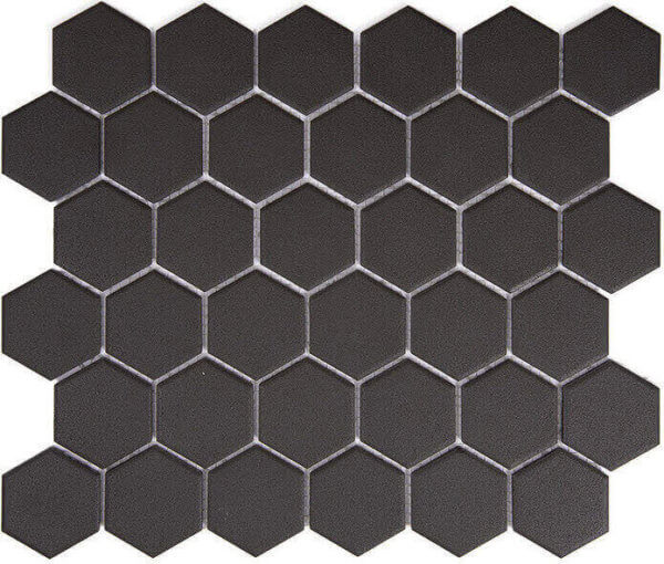 mozaïek aquacolor massive antracite ugl big hexagone 51x59x6 mm