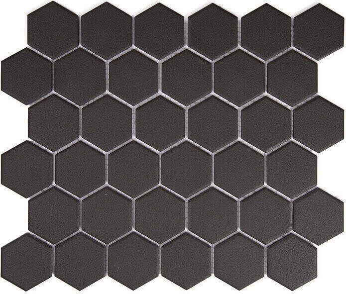 mosaïque aquacolor massive antracite ug big hexagone 51x59x6 mm