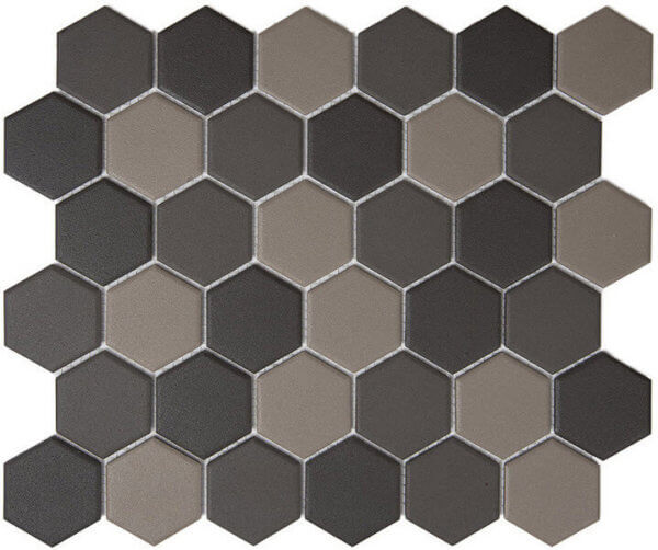 mosaïque aquacolor massive dark grey mix big hexagone 51x59x6 mm