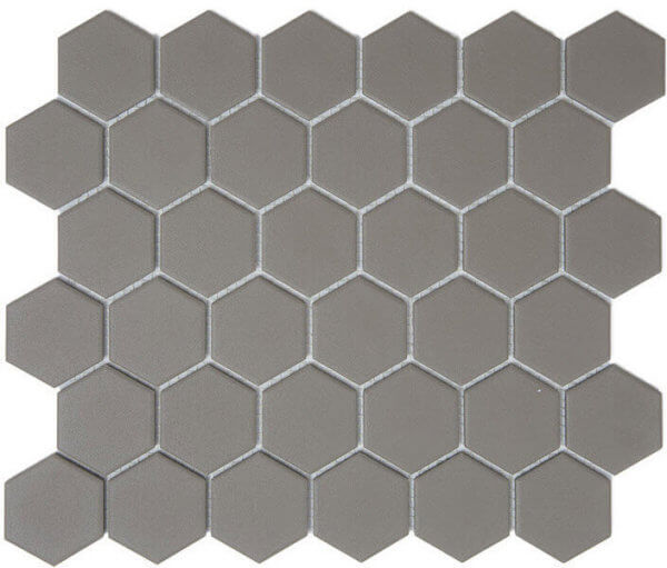 mozaïek aquacolor massive grey ugl big hexagone 51x59x6 mm