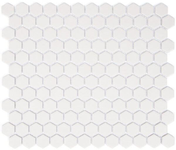 mozaïek aqucolor massive superwhite ugl hexagone 23x26x6 mm