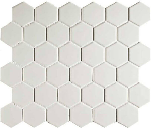 mosaïque aquacolor vintage white matt big hexagon 51x59x6 mm