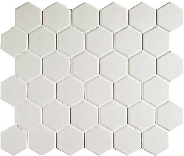 mosaïque aquacolor vintage white matt big hexagon 51x59x6 mm