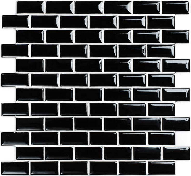 mosaïque aquacolor vintage black glossy metro 23x48x6 mm