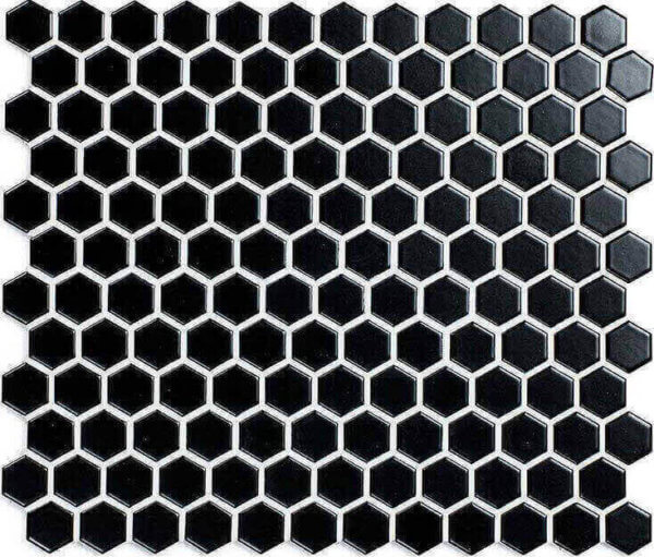 mosaïque aquacolor vintage black matt hexagon 23x26x6 mm