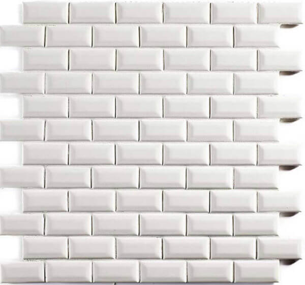 mosaïque aquacolor vintage white glossy metro 23x48x6 mm