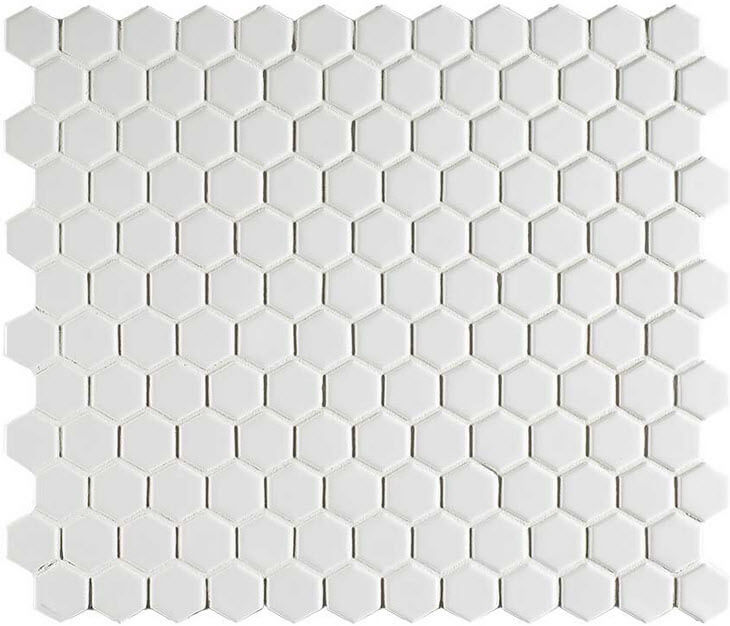 mosaïque aquacolor vintage white hexagon 23x26x6 mm