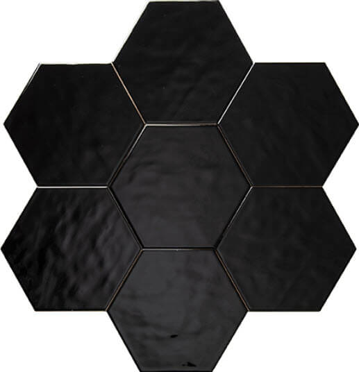 wandtegels sottocer matrix black glossy hexagon