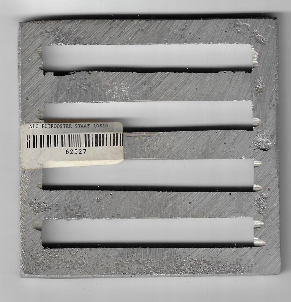 alu putrooster staaf 10x10 cm